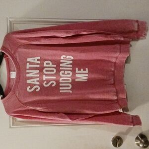 **** Freeze Pink "Santa Stop Judging Me" Christmas Ugly Sweatshirt Size XL